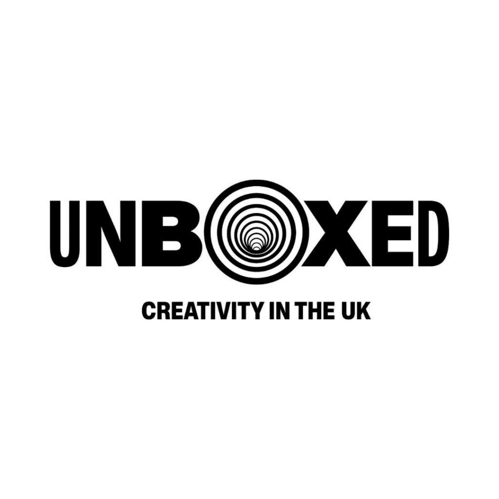 UNBOXED 2022: Creativity in the UK logo in black and white